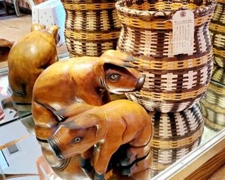 2 wooden pigs priced individually