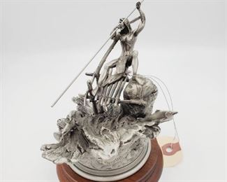 Yakima salmon fisherman pewter sculpture
