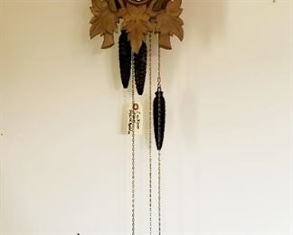 Wooden cuckoo clock not tested. Missing pendulum