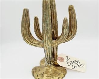 Pair of Brass Cactus bookends