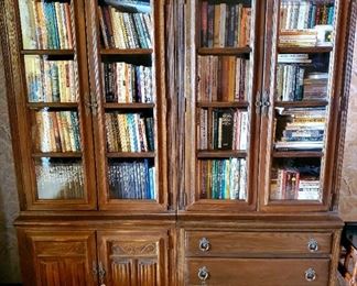 Two separate pieces. Drexel Heritage bookcase. One side has three drawers and one side has cabinet. Priced individually