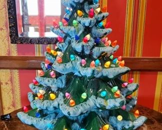 Vintage ceramic Christmas tree with storage container