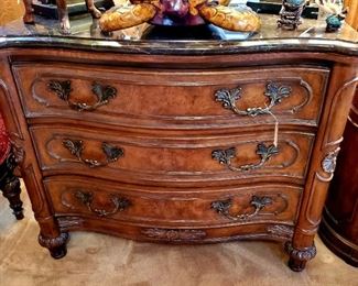Three drawer Drexel Heritage marble top.
