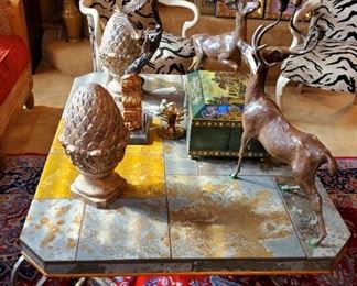 Slate and iron coffee table