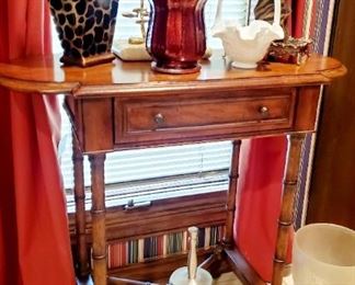 Side table with miscellaneous decor
