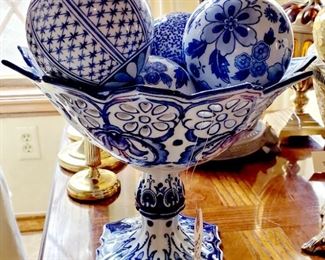 Blue Bowl and glass balls sold as set