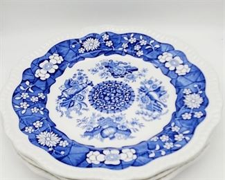 3-piece blue the Spode Blue Room collection Regency series scalloped Edge plates