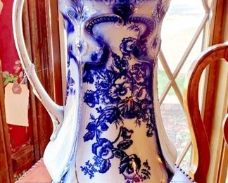 Beautiful blue and gold unmarked pitcher
