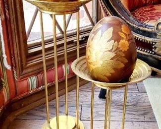 Painted gold eggs. Stands sold separately
