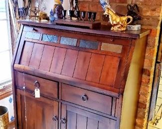 Wood and slate drop down secretary desk