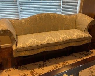 Couch - Hitchcock Chippendale Mahogany Camelback Silk