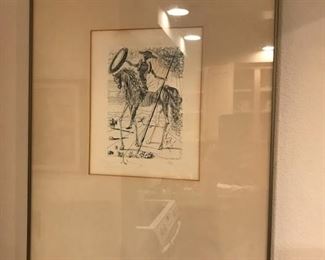 1960s Salvador Dali Don Quixote Original Etching Signed in the Plate, Measures 21 inches X 15 inches