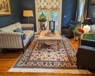 Rug and coffee table are not for sale (NFS)