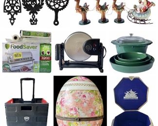 Craftsman Tool Box and Contents - Handbags - Harley Davidson Women's Motorcycle Boots - Sorel Women's Artic Boot - Food Saver Device & Extra Bags - Porcelain Egg Trinket Boxes - Pampered Chef Sectional Server - Etc. 