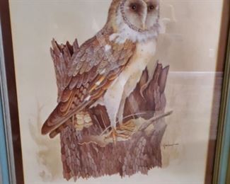 MCM Framed Owl Art