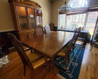 Vintage Dining Table with Cane Back Chairs