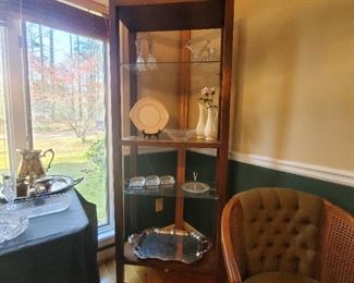 MCM Chair and Bookshelf with Glass Shelves