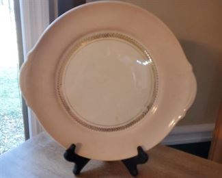 American Limoges Coral Pink Plate with 22k gold trim