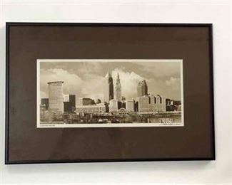 Jim Ptacek Cleveland Skyline Framed Lithograph