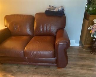 Solid leather loveseat