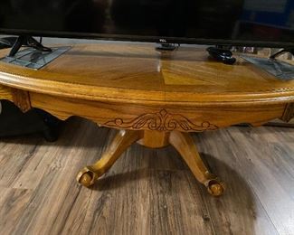Claw foot oak coffee table 