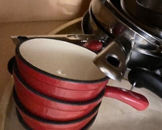 Red handled dishes 