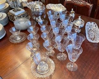 Moser cut crystal 11 waters and 10 sherbets w/ underliners