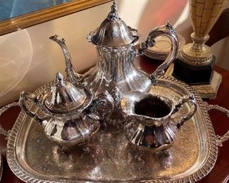 Silver plate coffee service w/ tray