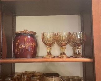 Fostoria amber water goblets and wines