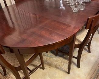 Mid Century large gate legged drop leaf dining table w/ demilune end tables  There is a set of 8 matching dining chairs that match