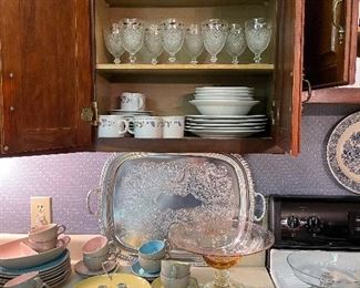 Miss America goblets and Faberware dishes