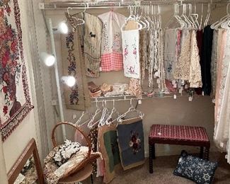 Linen Closet off the downstairs master bedroom full of vintage linens