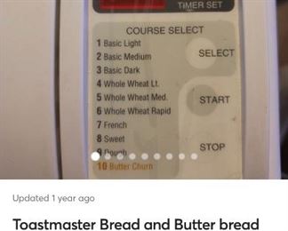 Newish bread maker OUR $30