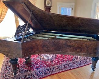 John Brinsmead and Sons Antique Burled Walnut Grand Piano (1860)