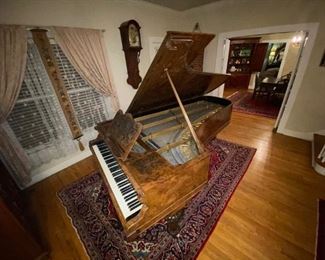 John Brinsmead and Sons Antique Burled Walnut Grand Piano (1860)
