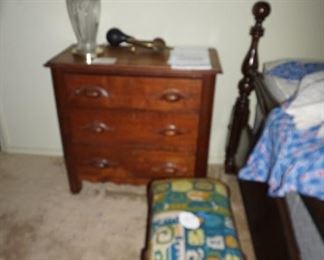 small chest of drawers, foot stool