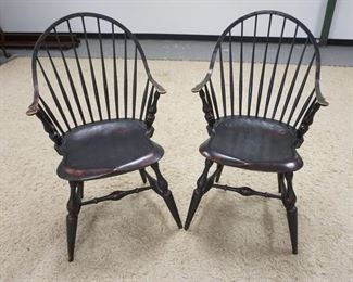 1033	PAIR OF WINDSOR CONTINUOUS ARM CHAIRS SIGNED WCW
