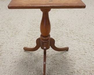1035	SMALL ANTIQUE PEDESTAL TABLE, TOP FINISH IS WORN. 18 IN X 17 1/2 IN, 26 1/4 IN H

