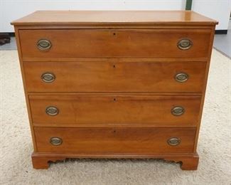 1042	ANTIQUE 4 DRAWER CHEST W/ BRASS PULLS. 41 1/2 IN W, 37 IN H, 18 1/4 IN DEEP 
