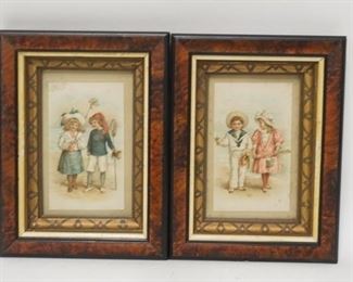 1084	PAIR OF FRAMED ANTIQUE POSTCARDS OF CHILDREN AT THE BEACH, 7 IN X 9 1/2 IN INCLUDING FRAME

