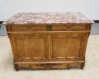 1095	CARVED MARBLE TOP CABINET, 2 DRAWERS & 2 DOORS, 34 1/2 IN WIDE X 30 1/4 IN HIGH X 23 IN DEEP
