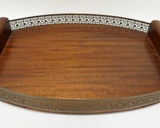 1097	LARGE MAHOGANY TRAY WPIERCED BRASS GALLERY, 26 1/4 IN X 19 IN
