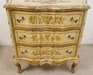 1109	PAINT DECORATED 3 DRAWER CHEST, ITALY, 34 IN WIDE X 33 3/4 IN HIGH X 15 IN DEEP
