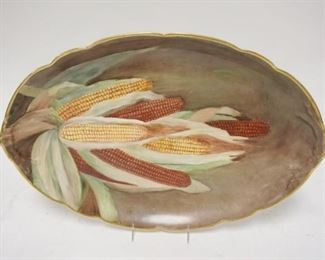 1130	JP LIMOGES HAND PAINTED PLATTER W/CORN, 17 IN X 11 1/2 IN
