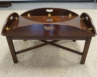 1145	STICKLEY BUTLERS TABLE W/STRETCHER BASE, CHERRY, OPEN 31 3/4 IN X 40 IN X 17 1/2 IN HIGH
