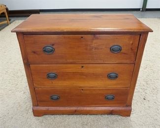 1148	3 DRAWER COUNTRY CHEST W/BRASS PULLS, 35 1/2 IN WIDE X 17 IN DEEP X 31 1/2 IN HIGH
