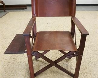 1160	ORVIS FOLDING LEATHER CHAIR W/ATTACHED SIDE TABLE
