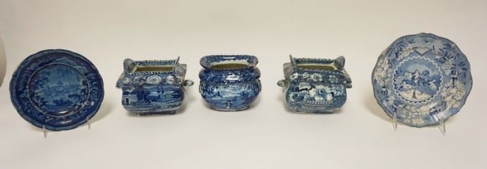1183	LOT OF EARLY 19TH CENTURY TRANSFERWARE, HAS DAMAGE & REPAIRS, INCLUDES REPAIRED MILLENIUM PLATE
