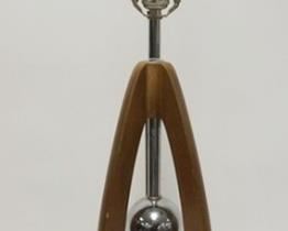 1202	MIDCENTURY MODERN CHROME & WOOD TABLE LAMP, 34 IN HIGH
