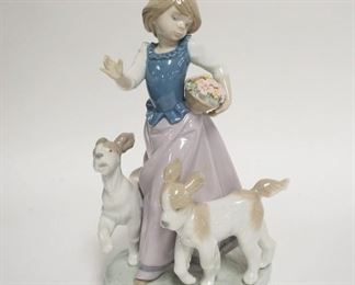1251	LLADRO GIRL W/2 DOGS & BASKET OF FLOWERS, 8 1/2 HIGH
